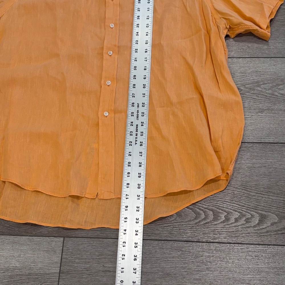 Ralph Lauren Button Down Shirt Mens XXL Orange 100% Linen Short Sleeve Pony Logo - Picture 5 of 10